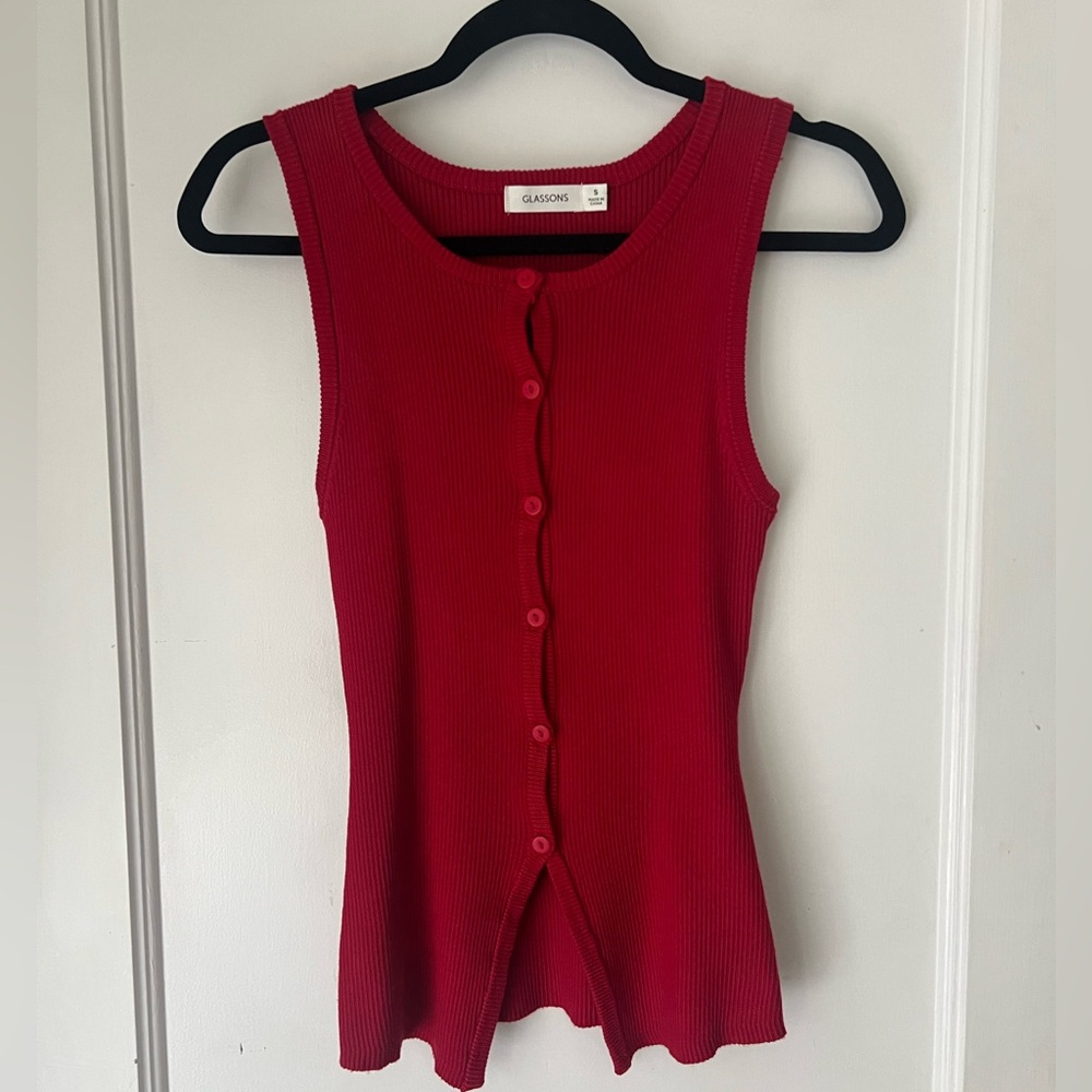 Glassons Red Button Up Tank Top